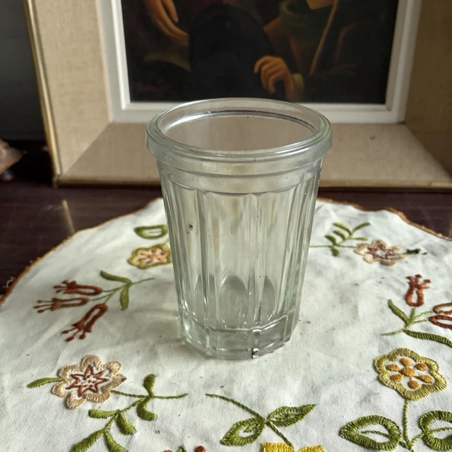 Ancien Pot En Verre Taillé Années 1930 – Vintage, Décoratif, Petits Impacts, Caractère Assuré