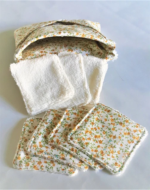 Lot de 7 lingettes démaquillantes lavables éponge de bambou et pochon