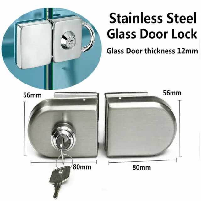 12mm Glass Door Lock Durable Stainless Steel Double Swing Hinges Frameless Door