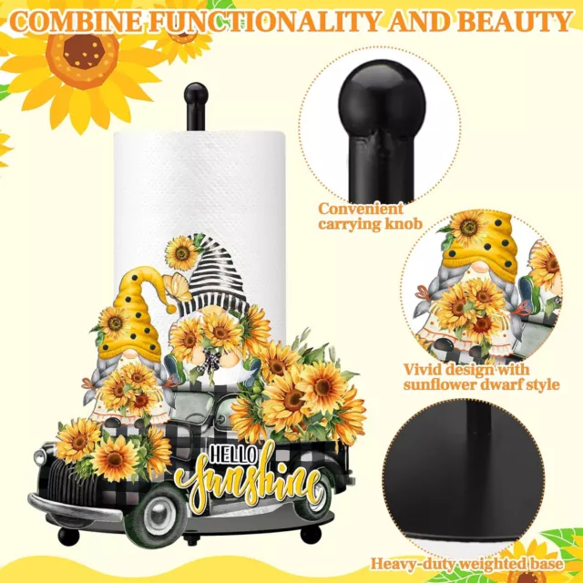 Paper Towel Holder w Sunflowers Flowers Truck Dwarf Home Decor Display Kitchen