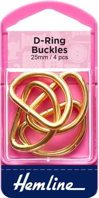 HEMLINE D-ring buckles, gold 25mm