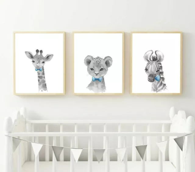 Jungle Safari Animals Picture Prints Boys Bedroom Nursery Decor Wall/ Word Art