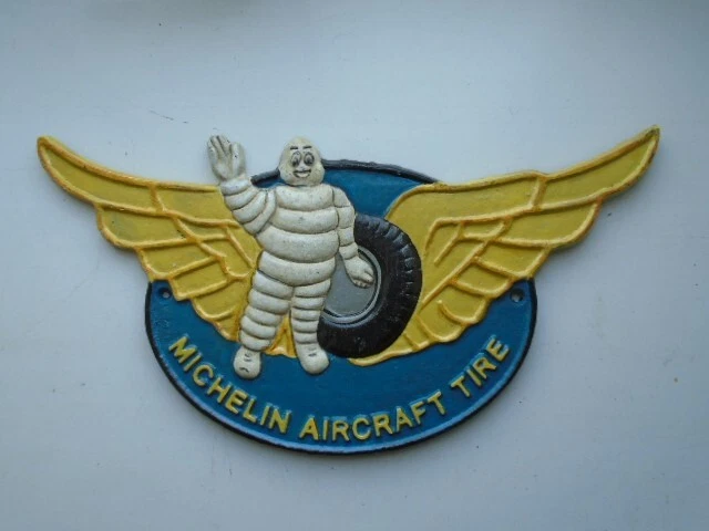 Cast iron Michelin Aircraft Tires, USA style advertising sign, garage, mancave