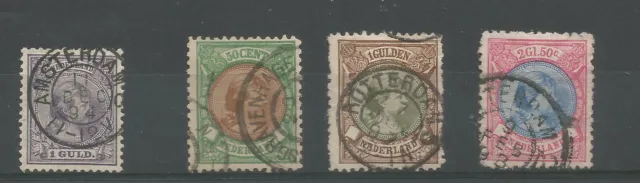 Netherlands 1881 Queen Wilhelmina Fine Used Higher Values 50C -21/2 Guilders