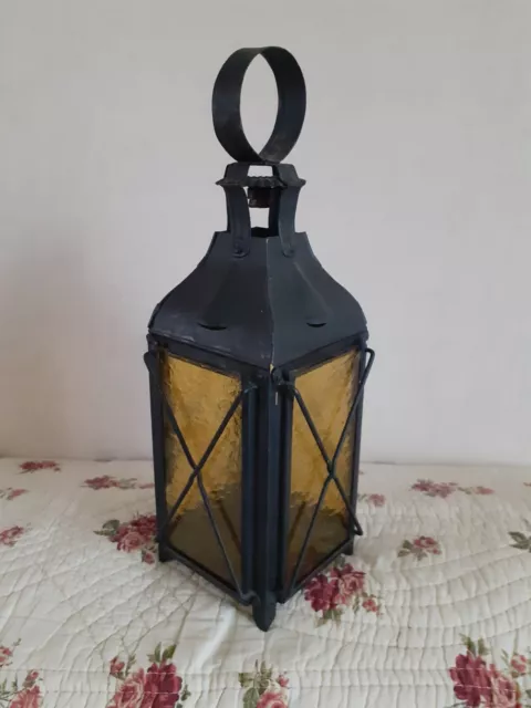 Ancienne lanterne lampe tempête à bougie déco vintage