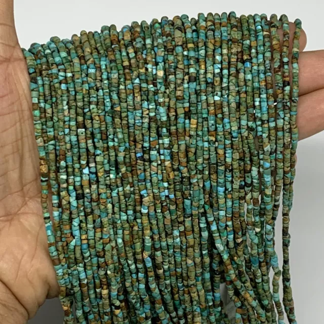 1 strand, 1-2mm, Tiny Size Natural Turquoise Beads Strand Tube @Pakistan, B13133