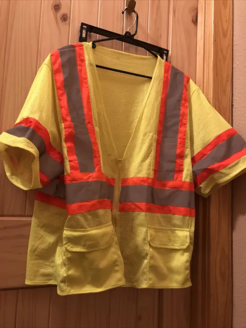 4 Pockets Safety  Vest with High Visibility Reflective Stripes Security W Zipper