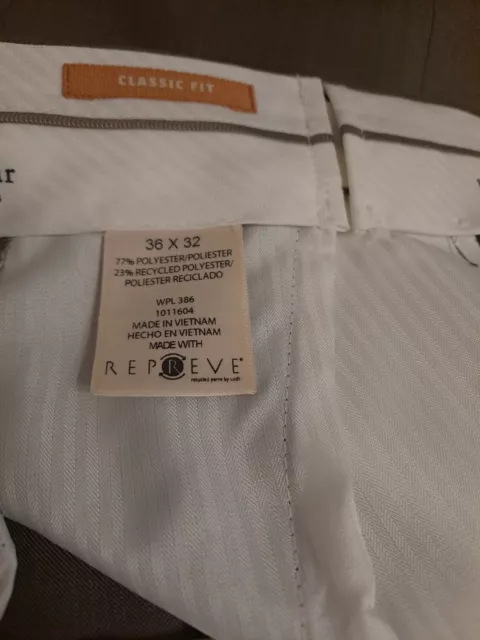 HAGGAR DRESS KHAKI Brown Pants Men's 36 x 32 Classic Fit Polyester Flat ...