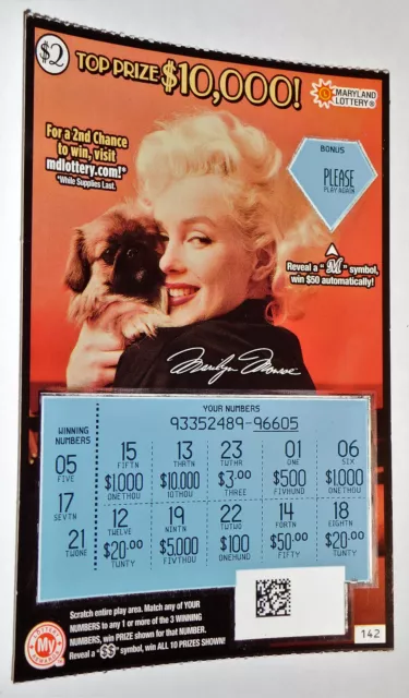 Marilyn Monroe L0ttery Scratch 0ff Tlcket eXPIRED 2018 NO CASH VALUE