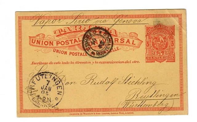 Post card 1904 Montevideo to Reutlingen/Germany