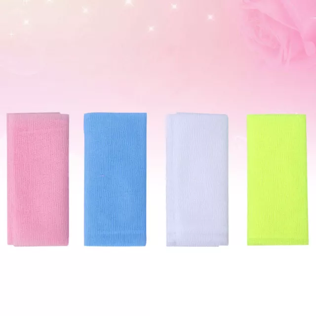 4 Pcs Nylon Shower Back Scrubber Exfoliating Bath Cloth Cleaning Tool