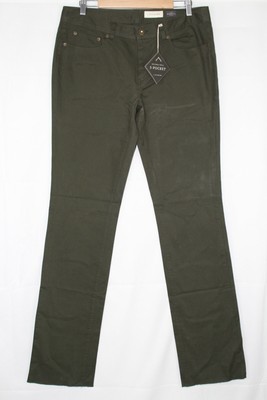 J Hilburn Men's 5 Pocket Brushed Twill Stretch Unhemmed Size 34 Green *Blemish