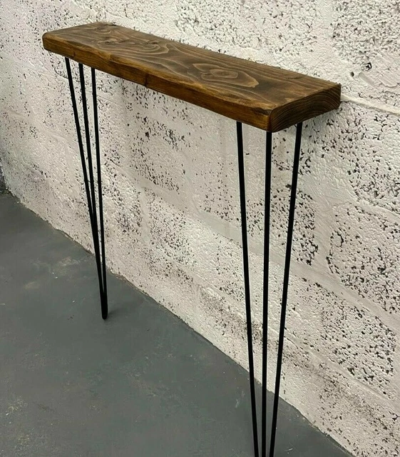RUSTIC INDUSTRIAL STYLE Slim Console hall table Hairpin legs inc Solid