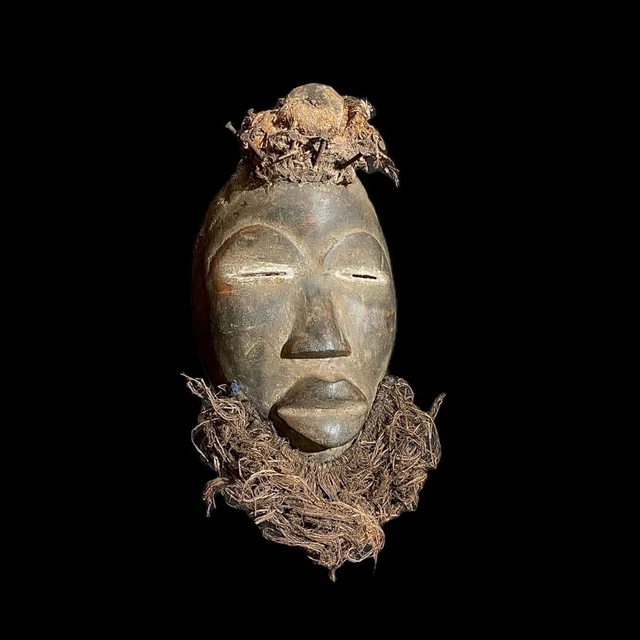 Vintage African Mask- Mask Tribal Face Wood Hand Carved Wall Hanging-8368