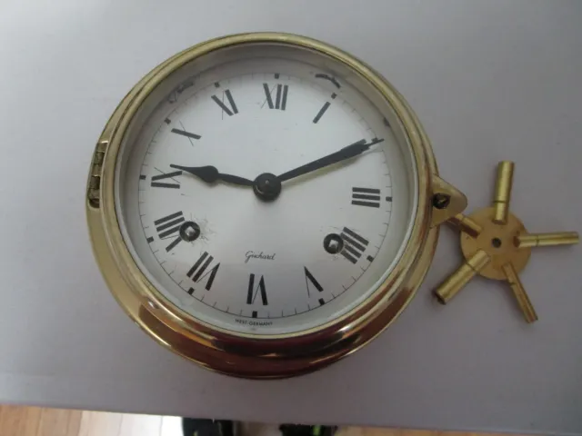 Rare Gischard Ships Bell Clock(working) Brass with Key