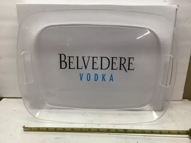 BELVEDERE VODKA Bar Countertop Cocktail Serving Tray Handles Clear Acrylic Large