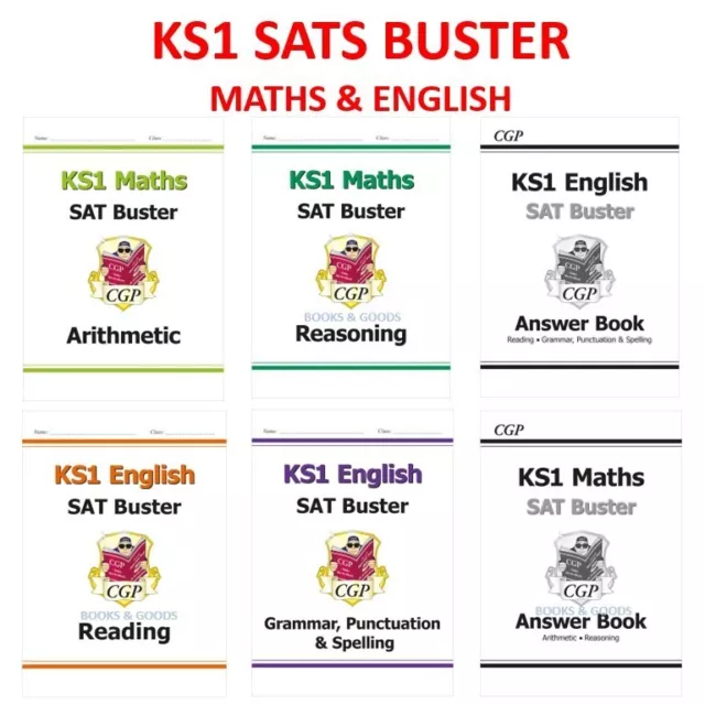 KS1 Ages 5-7  Maths & English SATS BUSTER BUNDLE with Answer SATS Cgp