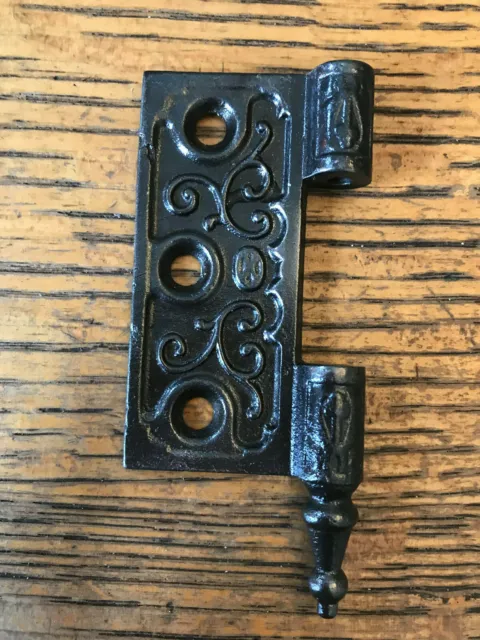 Antique Decorative Cast Iron Door Hinge - Left Half Only - 3" x 3"