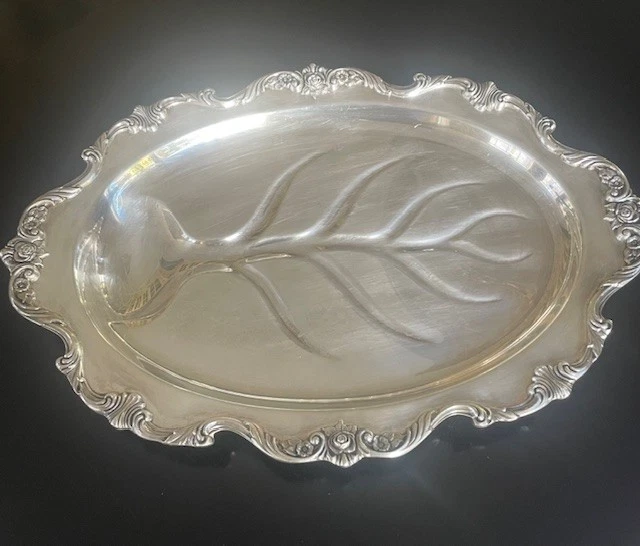 WALLACE ROYAL ROSE Vintage Footed Meat Fish Platter #9803 16