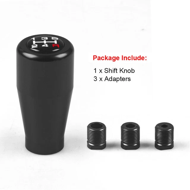 Universal 5 Speed Manual Car Gear Shift Knob Lever Shifter Stick Head + Adapters