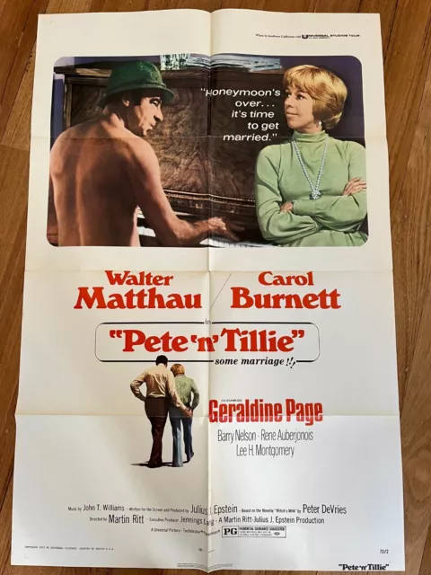 PETE N TILLIE   original  CAROL BURNETT-WALTER MATTHAU - U.S ONE SHEET