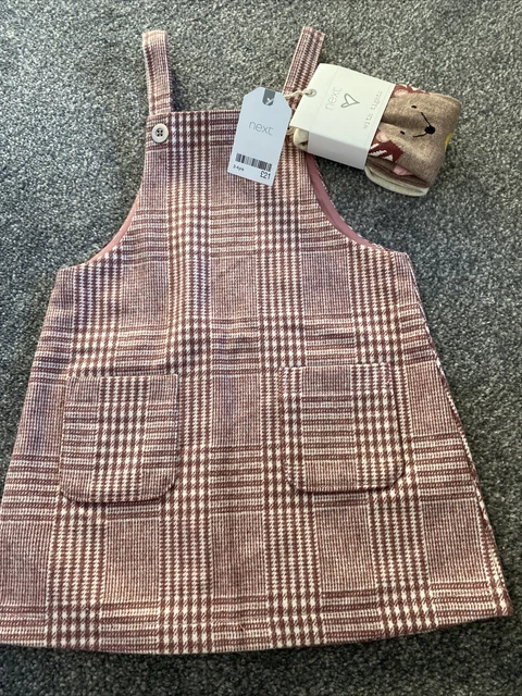 BNWT next girls pinafore dress with tights 3-4 years