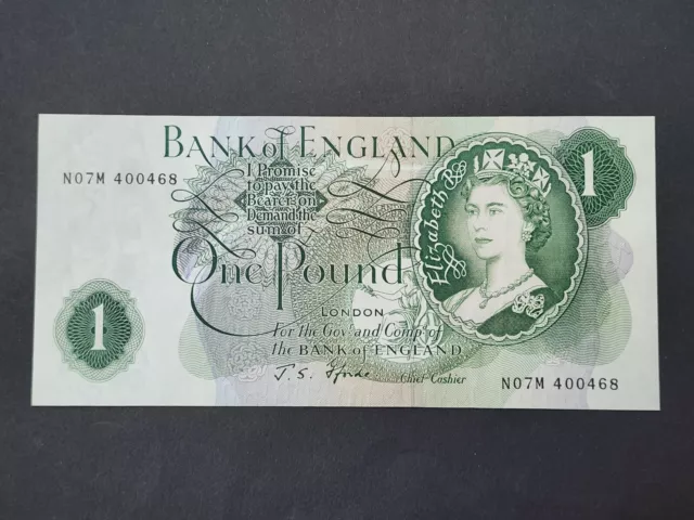 Bank of England £1 One Pound Prefix N07M Replacement Note  J.S. Fforde 1966-70