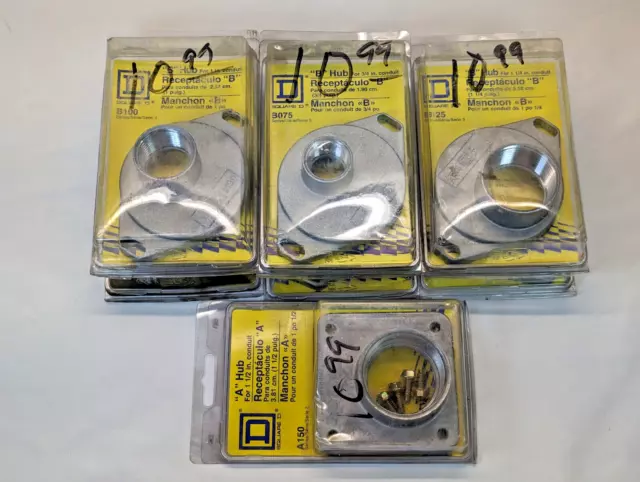 Lot 9x Square D Conduit A + B Hubs - Models B075 B100 B125 B150