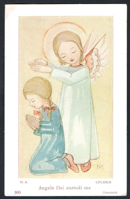 santino antico del Angel Custodio estampa image pieuse holy card