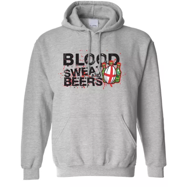 England Rugby Supporter Hoodie Blood, Sweat And Beers Six Nations Sports Fan