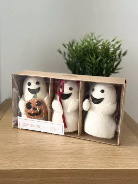 3 Pcs FELTED Ghosts Felt GHOST Holding Pumpkin Ornaments  TK Maxx Homesense