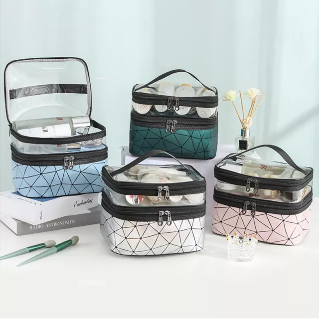 Multifunction Double Transparent Cosmetic Bag Women Make Up Case Big Organi BH