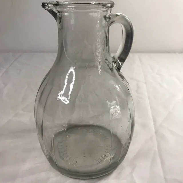 Rare Vintage White House Vinegar Glass Pitcher Jug # 679-7  9" Leaf Pattern