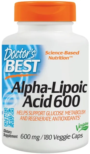 Doctors Best Alpha-Liponsäure 600 Unterstützung Glukose Stoffwechsel 600mg 180