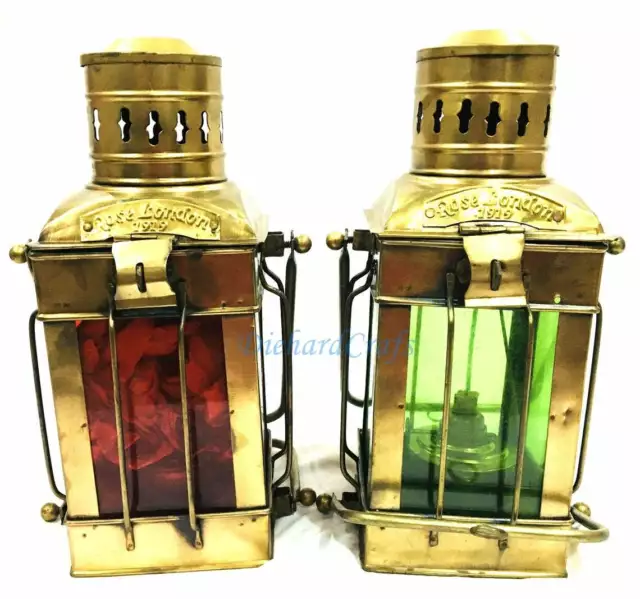 Set Mit 2 Öl Lampe Vintage Öl Laterne Grün/Rot Boot Licht Vintage Blick 30.5cm