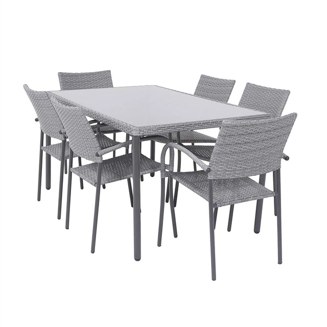 HOMEBASE BAMBRICK RATTAN 6 Seater Table With 2 Chairs 200.00