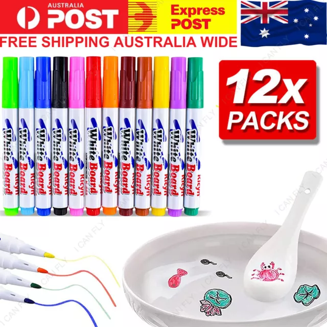 12pcs Magical Water Painting Pen Magic Doodle Drawing Pens Multicolor DF