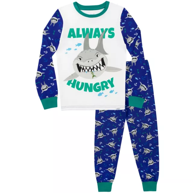 Shark Pyjamas Kids Boys 6 7 8 9 10 11 12 13 Years PJs Long Sleeve Set Sleepwear