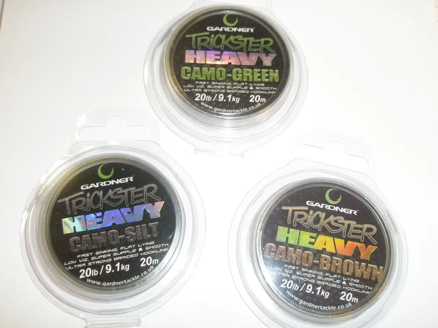 Fil De Bas De Ligne Gardner Trickster Heavy - 20m Tressé Dyneema, Pour Carpe Et Gros Poissons