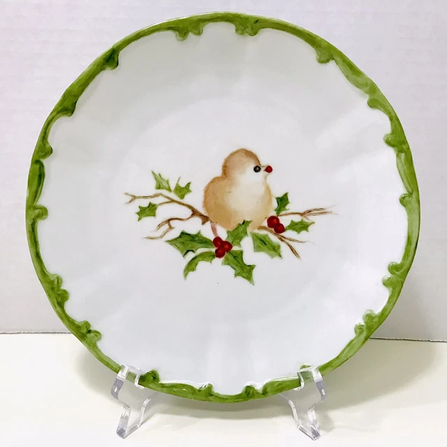 Bareuther Waldsassen Vintage Bavaria Germany Hand Painted Christmas Bird Plate