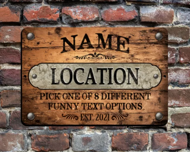 Personalized Old Wood Look Vintage Sign