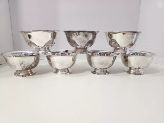 Lot Of 7 Vintage Reed & Barton Paul Revere Design Silver Plated Dessert Cups