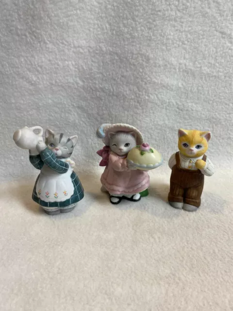 Vintage Kitty Cucumber Figurines - Kitty, Priscilla and J.P. Buster - Set of 3