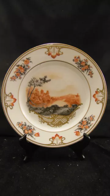 Beau grand plat en porcelaine de Paris XIXème à décor de ruines et paysage