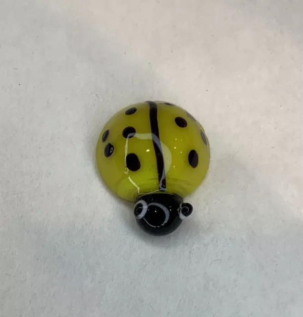 Festive Treasures Mini Glass YELLOW LADYBUG Tiny Collectible Figurine - New