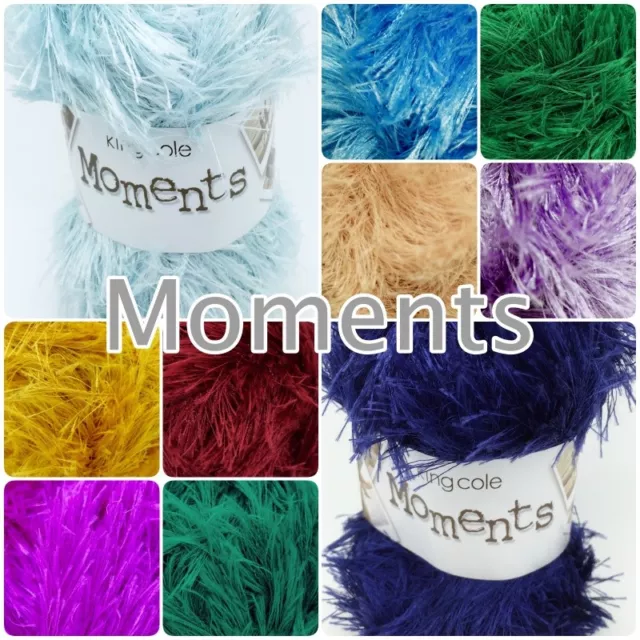 King Cole Moments Double Knit Fluffy Furry Eyelash Knitting Wool Yarn 50g Ball