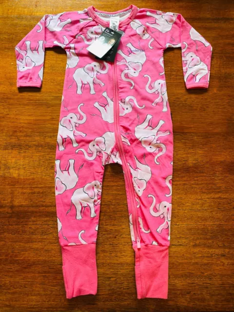 Bonds Baby Elephant Magic Pink White Zippy Zip Wondersuit BNWT Size 1