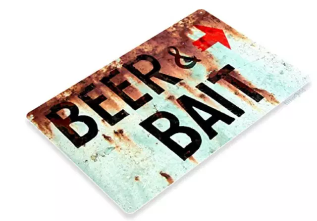 BEER BAIT TIN SIGN TACKLE STORE  MINNOWS NIGHTCRAWLERS BUDWEISER 12x18 inch