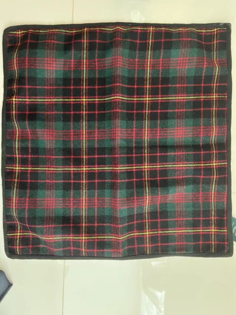 Ralph Lauren Black & Green Plaid Wool Blend Pillow Sham Pillowcase 20" x 20"