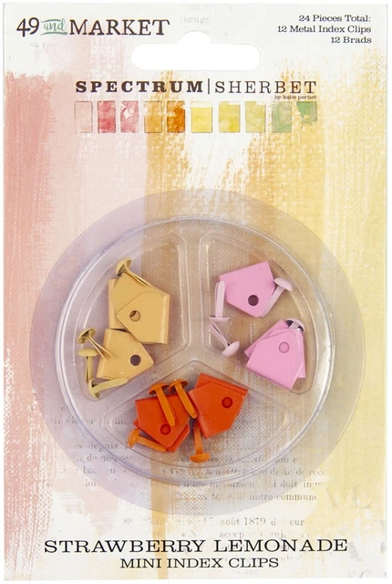 Clips y brads Spectrum Sherbet mini índice de metal 24/paquete-limonada de fresa -SS36